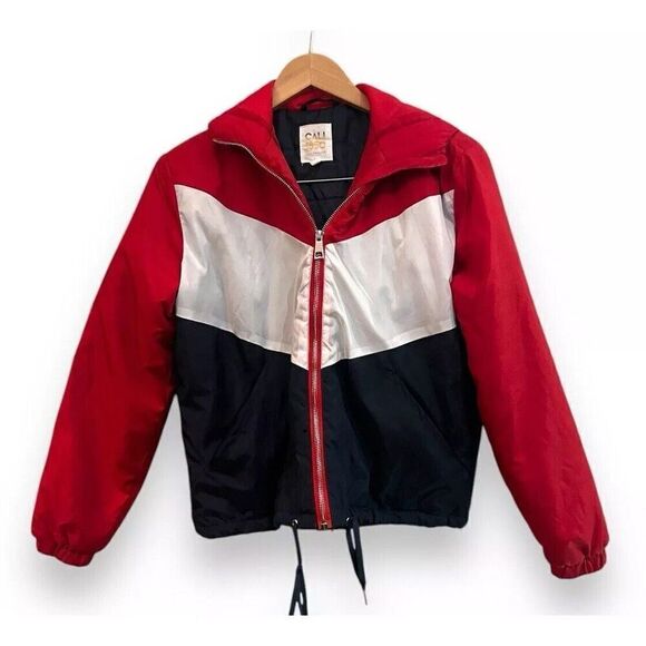 Cali 1850 Los Angeles Jacket Sz Small Hooded Red White Blue Jacket - Picture 1 of 9